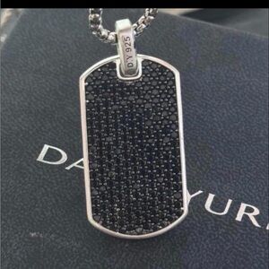 David Yurman 44mm black sapphires with 22” chain authentic new